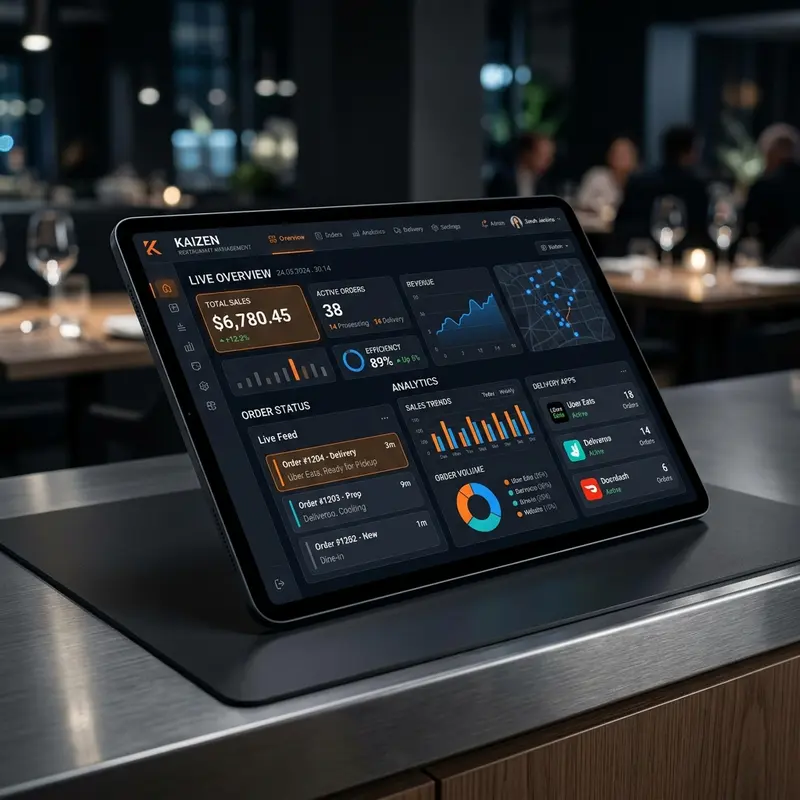 Quarey restaurant management system dashboard showing branch-wise sales, POS, KDS and delivery app in one platform
